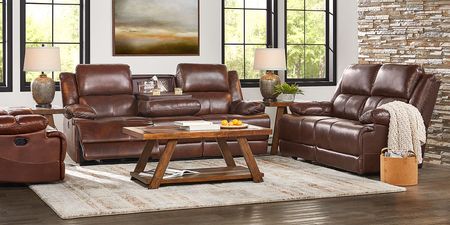 Montefano Brown Leather 2 Pc Living Room with Reclining Sofa