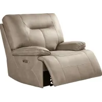 Barton Taupe Dual Power Recliner