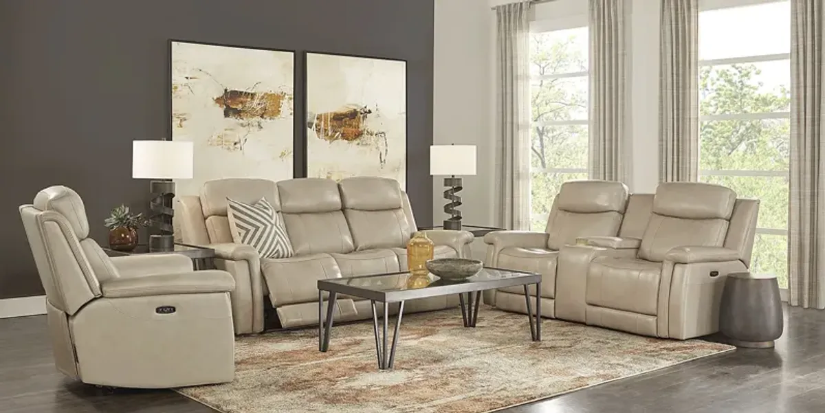 Orsini Beige Leather 2 Pc Dual Power Reclining Living Room