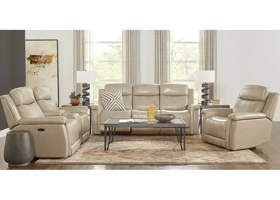 Orsini Beige Leather 2 Pc Dual Power Reclining Living Room