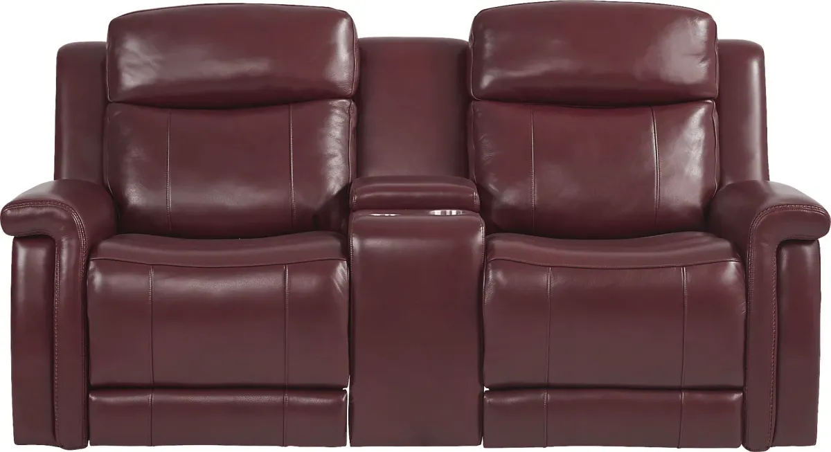 Orsini Red Leather 2 Pc Dual Power Reclining Living Room