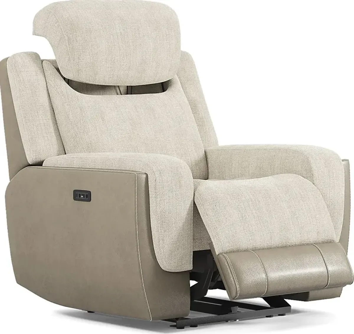 State Street Beige Dual Power Recliner