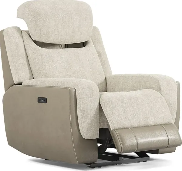State Street Beige Dual Power Recliner