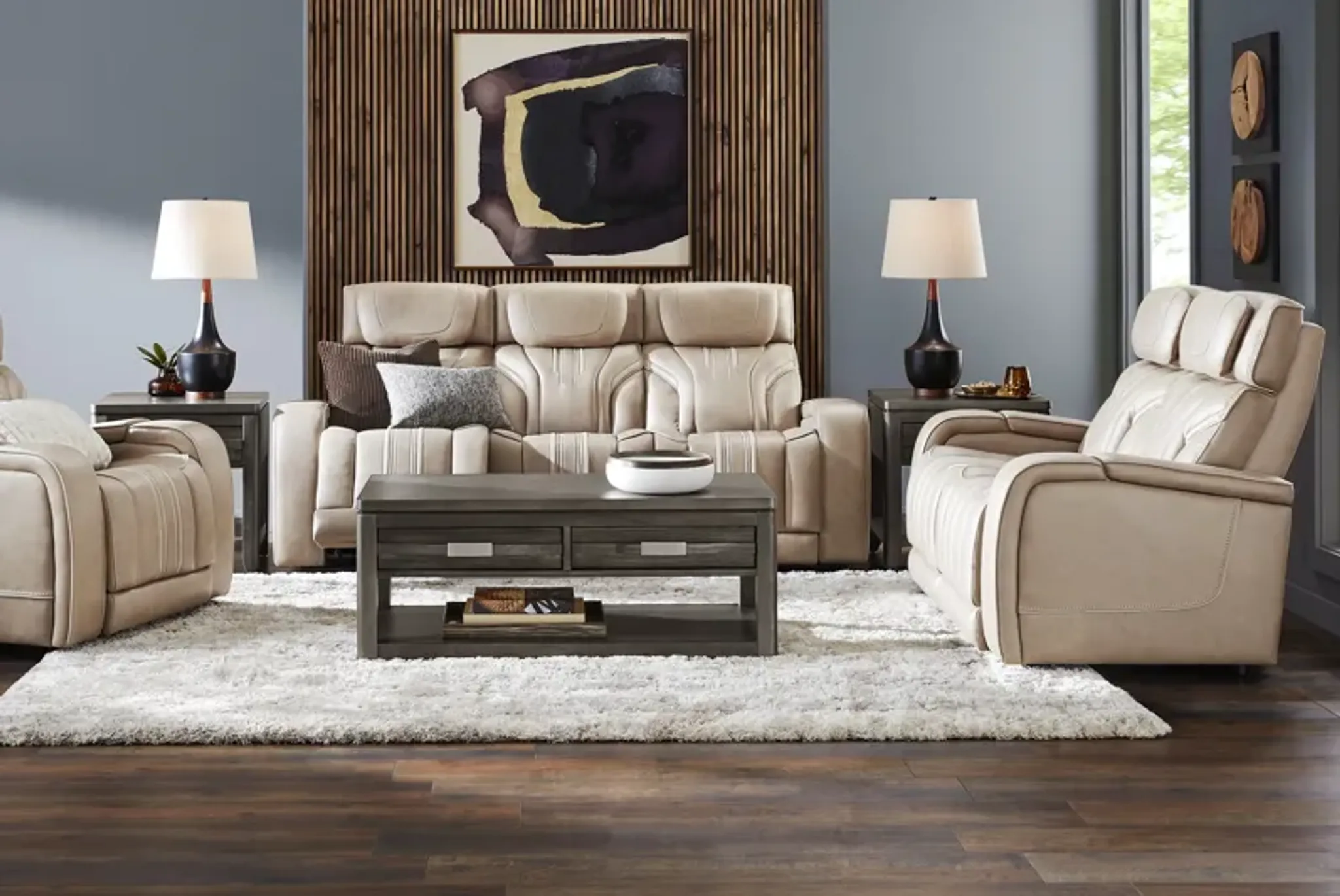 Southlake Sand Triple Power Recliner Rooms To Go | Furniture.com