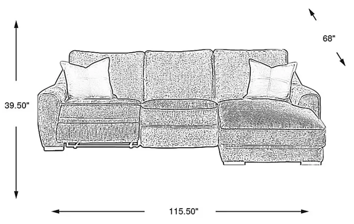 Somerset Green 3 Pc Dual Power Reclining Sectional