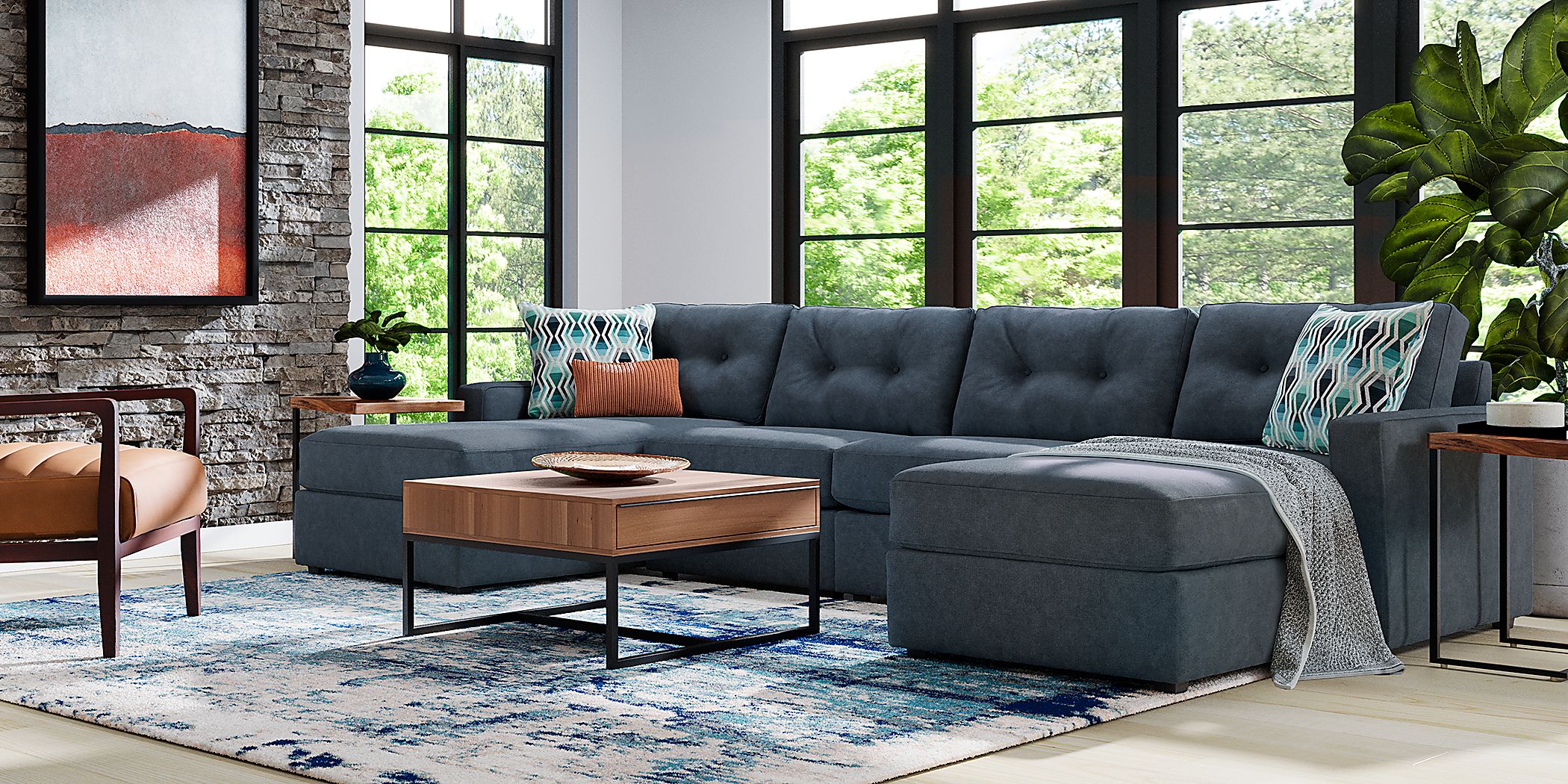 ModularOne Indigo 4 Pc Sectional