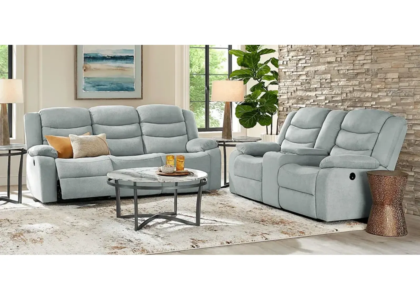 Swansea Mint 7 Pc Power Reclining Living Room