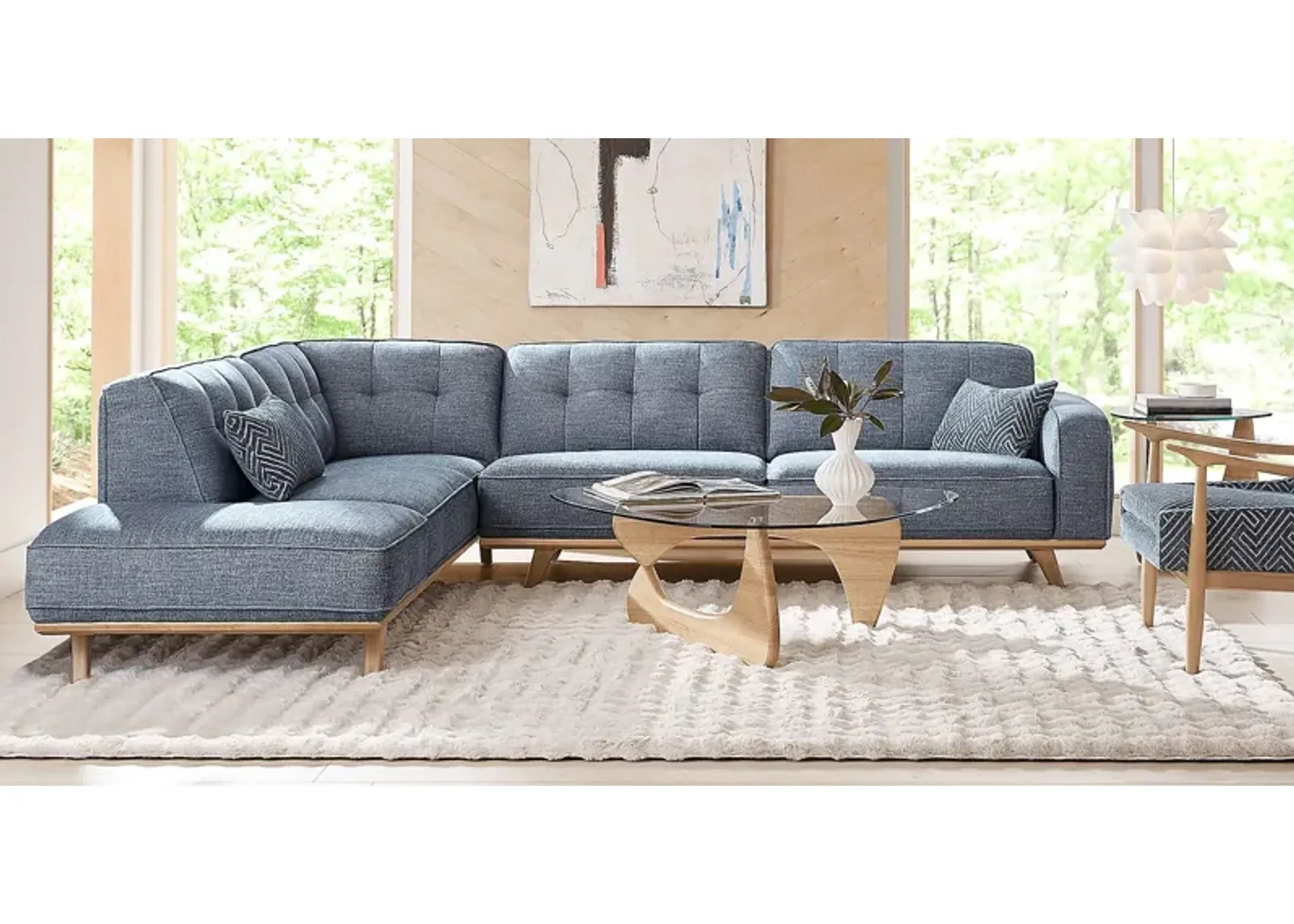 Stamford Bridge Denim 5 Pc Sectional Living Room