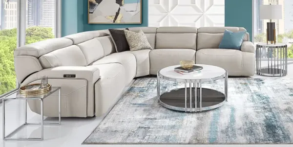 ルクレアページ Alessio Light Gray Leather 10 Pc Dual Power Reclining Sectional