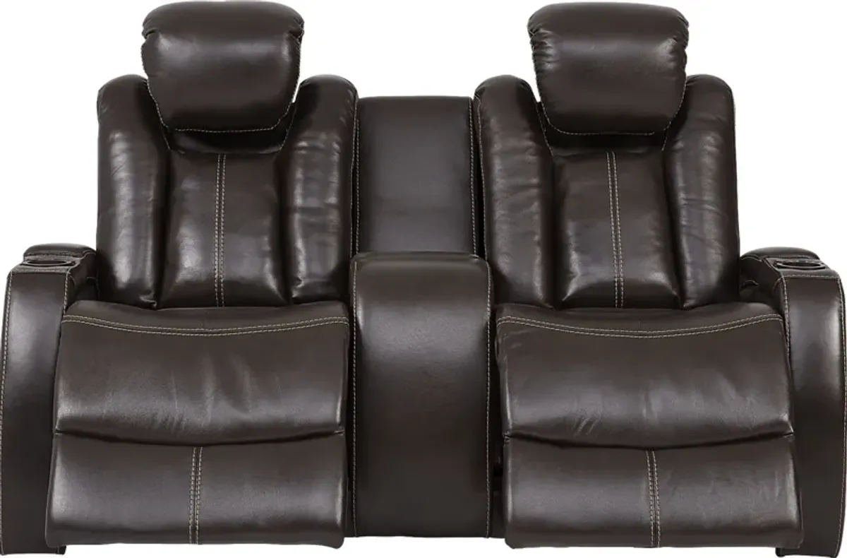 Moretti Brown Leather 8 Pc Dual Power Reclining Living Room