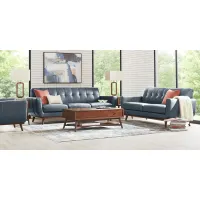 Greyson Blue Leather 6 Pc Living Room