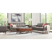 Greyson Gray Leather 6 Pc Living Room