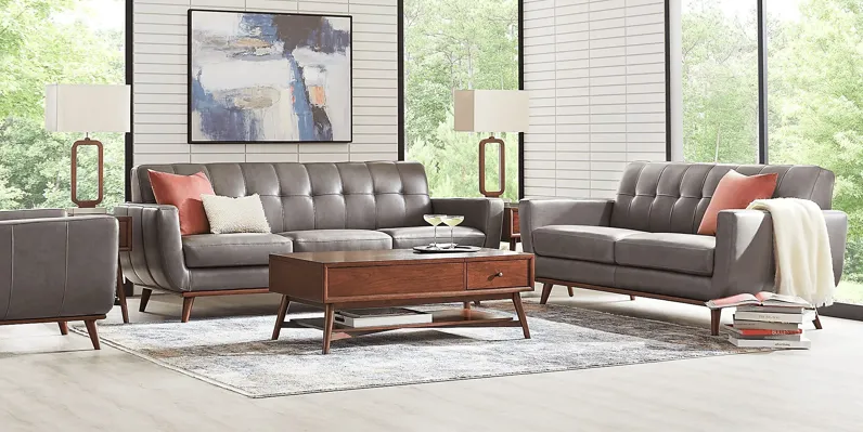 Greyson Gray Leather 6 Pc Living Room