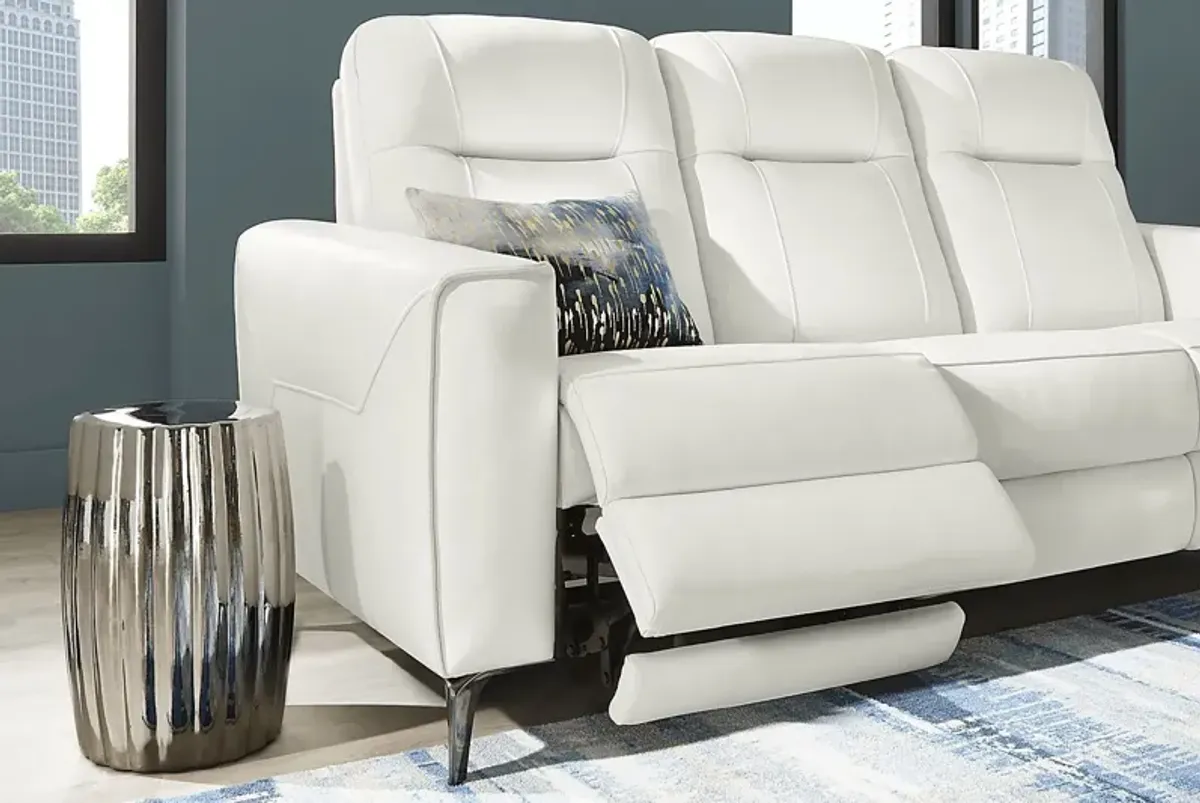 Parkside Heights White Leather 8 Pc Living Room w/Dual Power Reclining Sofa