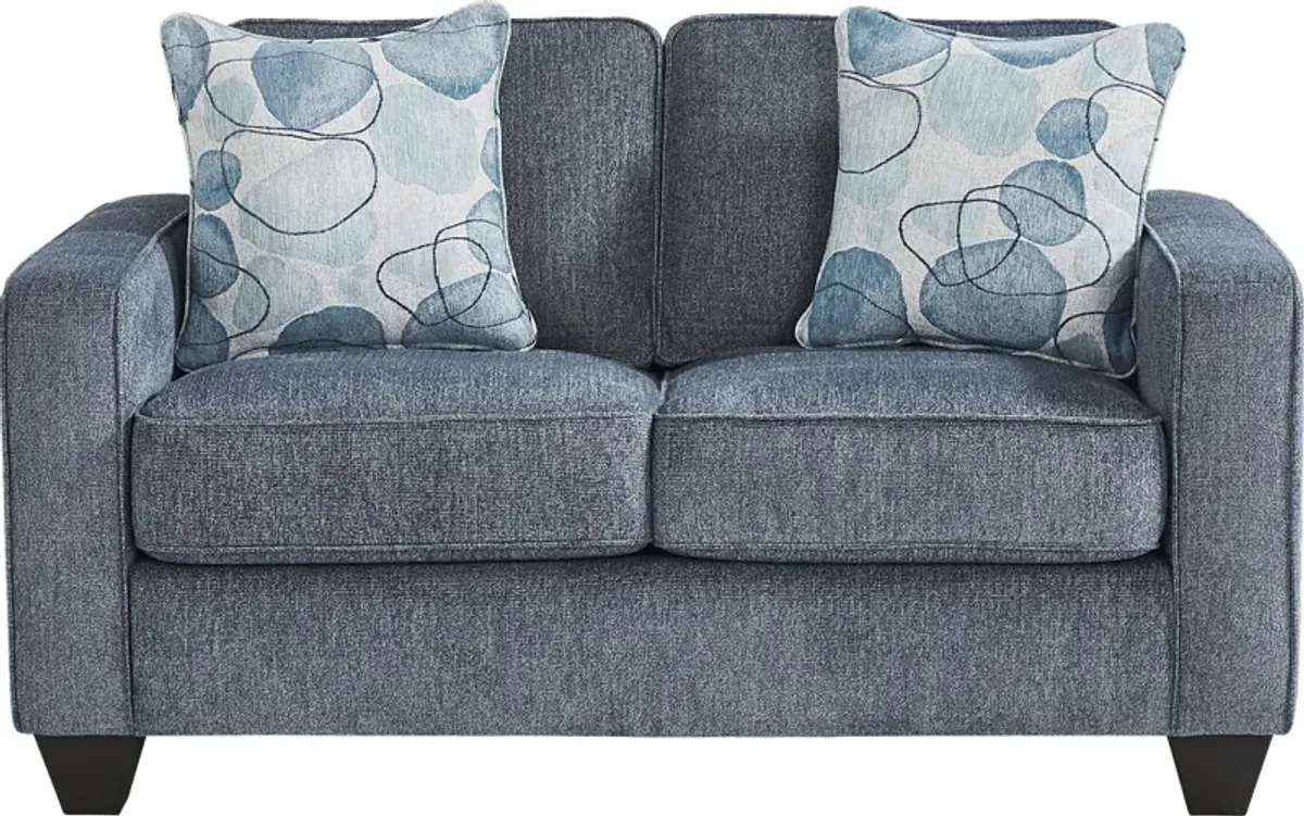 Alanis Bay Blue 7 Pc Living Room with Sleeper Sofa