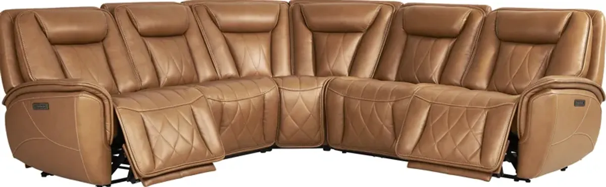 Dalton Brown Leather 8 Pc Triple Power Reclining Sectional Living Room