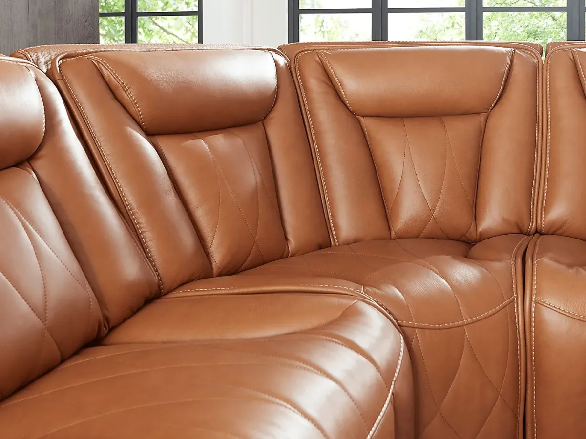 Dalton Brown Leather 8 Pc Triple Power Reclining Sectional Living Room