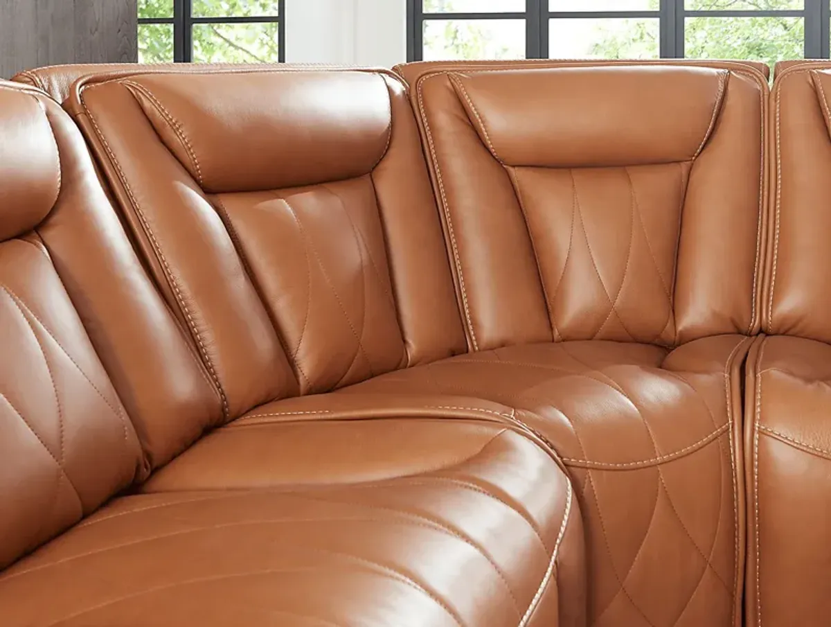 Dalton Brown Leather 8 Pc Triple Power Reclining Sectional Living Room