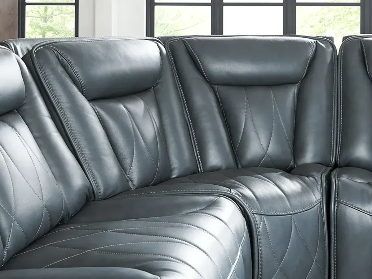 Dalton Blue Leather 8 Pc Triple Power Reclining Sectional Living Room