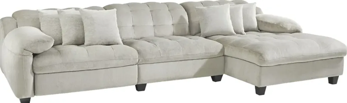 Ardelia Lane Light Gray 3 Pc Dual Power Reclining Sectional