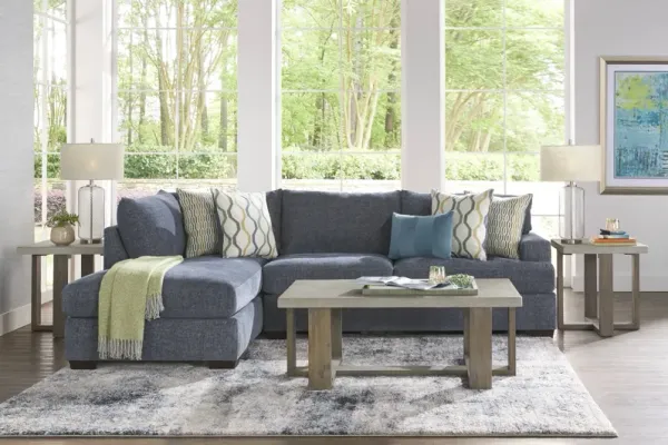 Briar Street Blue Chenille 5 Pc Sectional Living Room