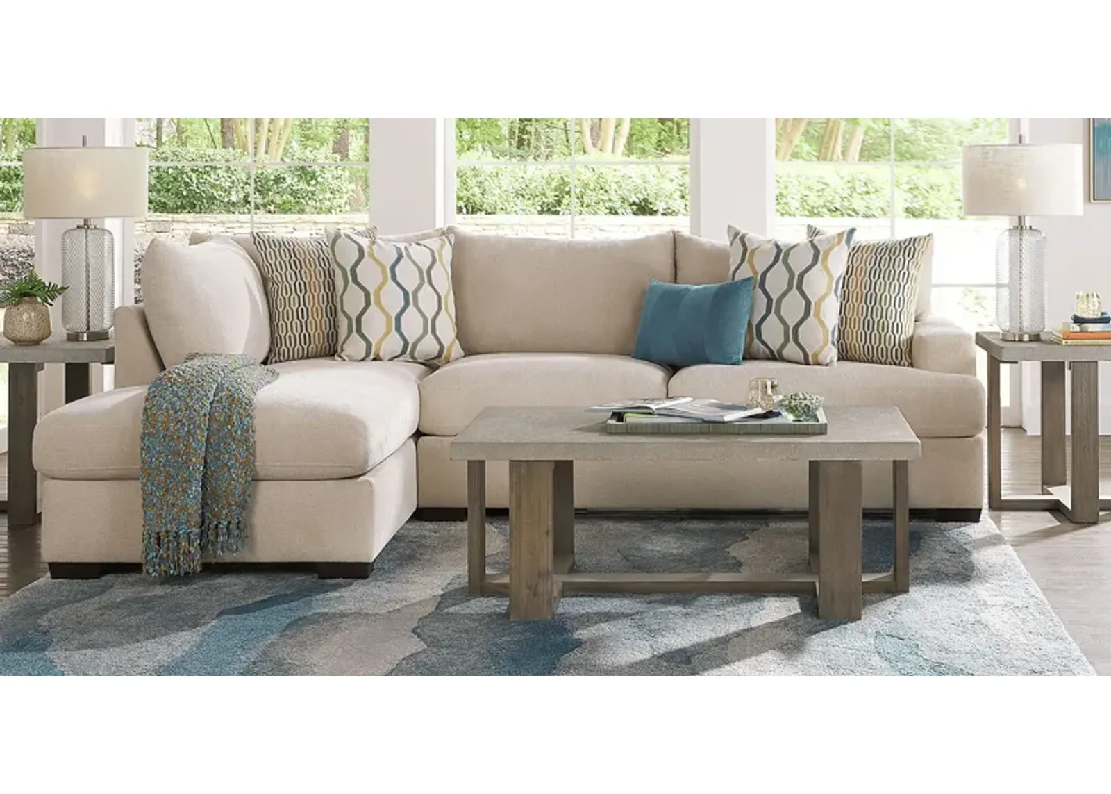 Briar Street Beige Chenille 5 Pc Sectional Living Room