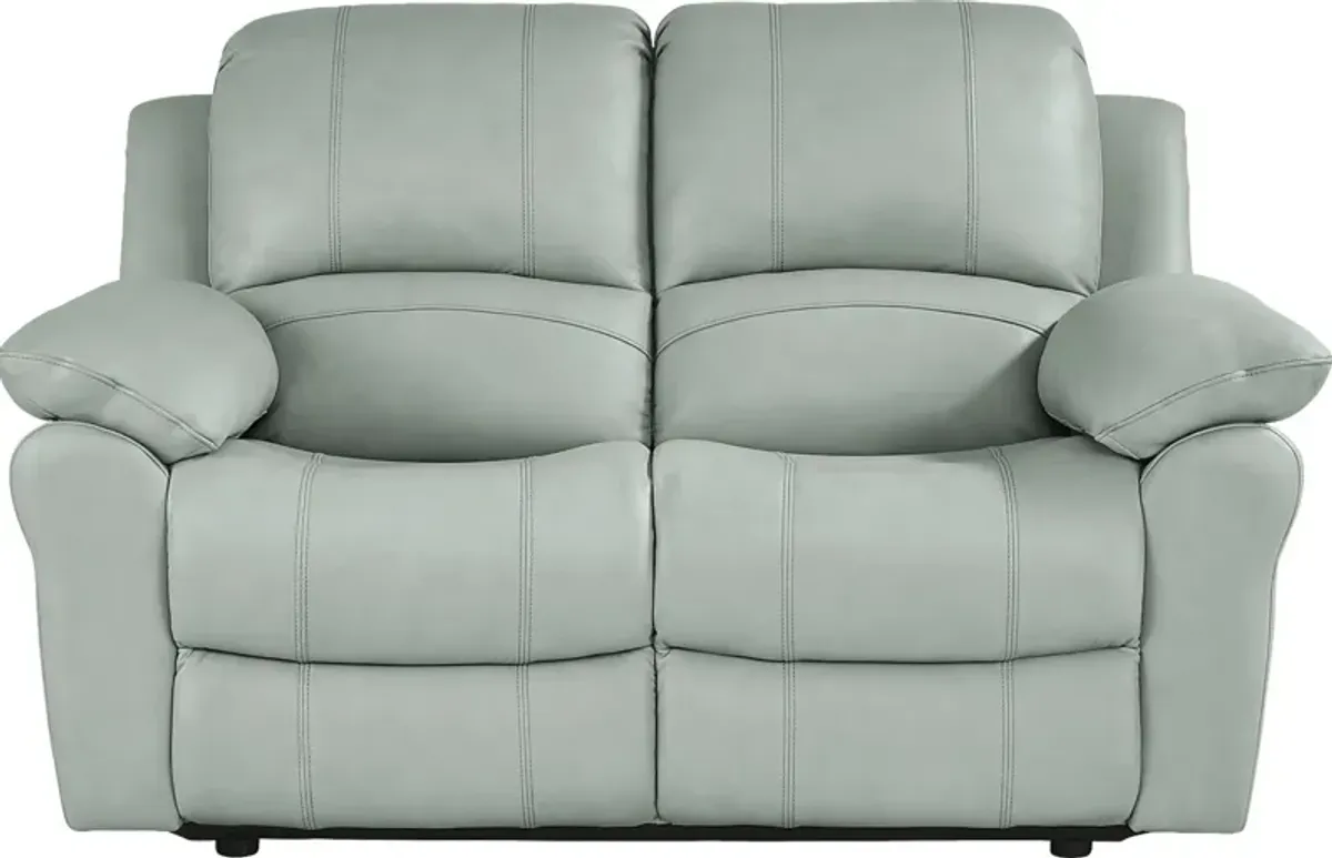 Vercelli Way Aqua Leather 5 Pc Living Room with Reclining Sofa