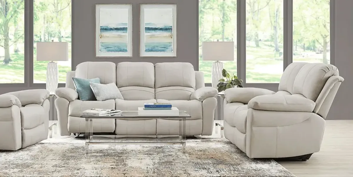 Vercelli Way Stone Leather 5 Pc Living Room with Reclining Sofa