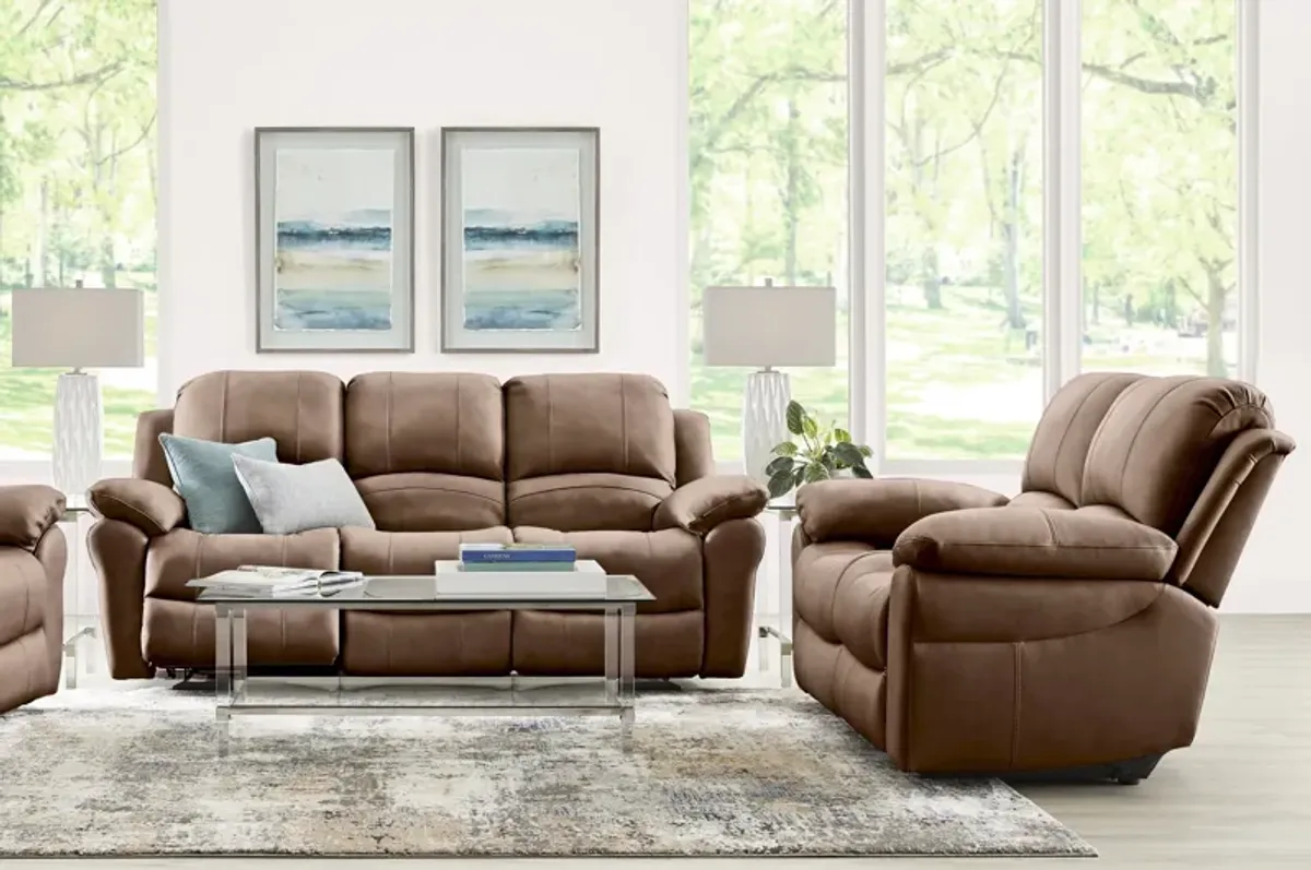 Vercelli Way Brown Leather 5 Pc Living Room with Reclining Sofa