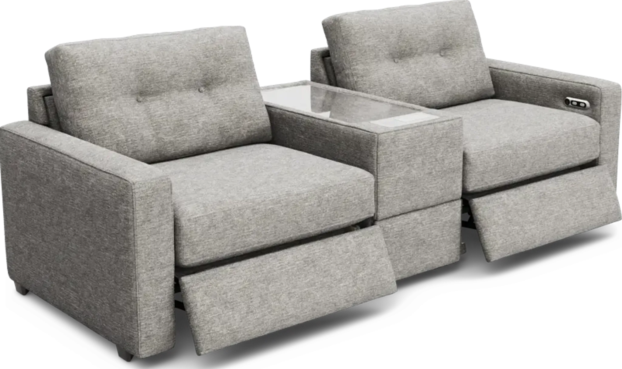 Gray 3 Pc Power Reclining ModularOne with Media Console | Furniture.com