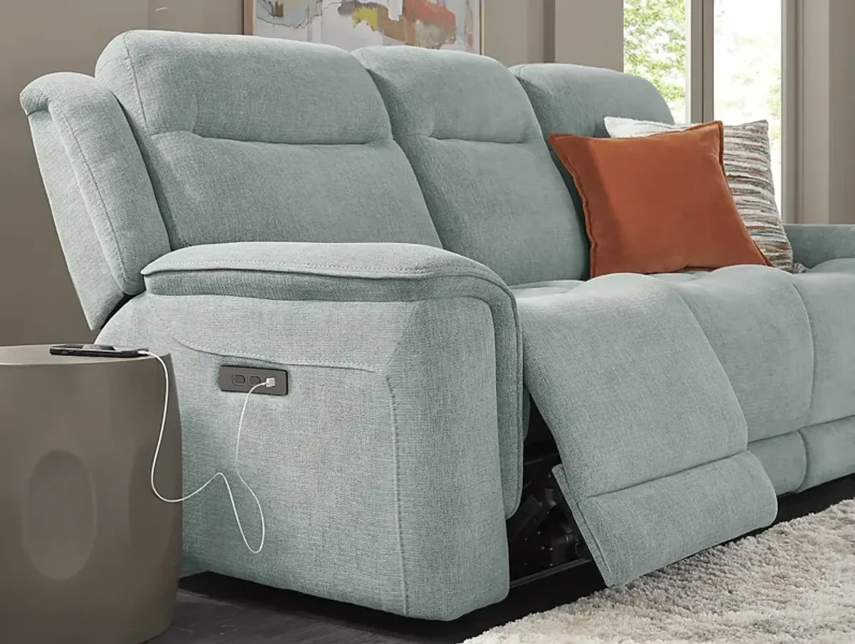 Meadow Park Seafoam 8 Pc Living Room with Dual Power Reclining Sofa