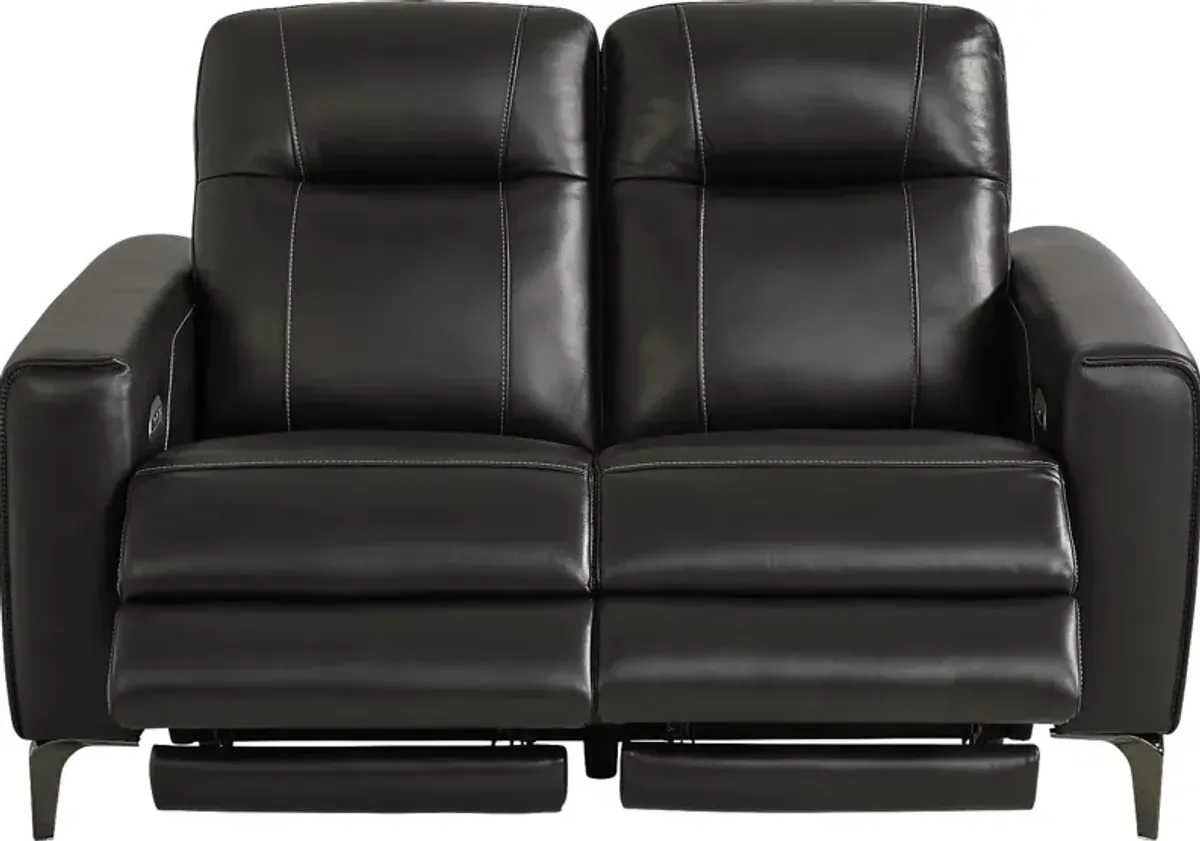 Parkside Heights Black Cherry Leather 5 Pc Dual Power Reclining Living Room