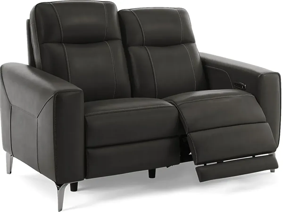 Parkside Heights Black Cherry Leather 5 Pc Dual Power Reclining Living Room