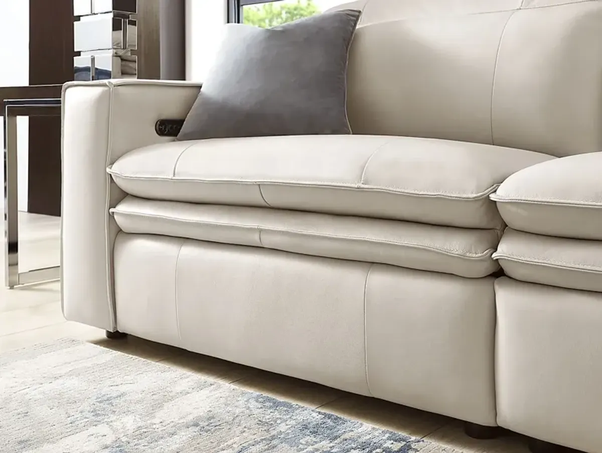 Santorini Ice Leather 3 Pc Dual Power Reclining Sectional