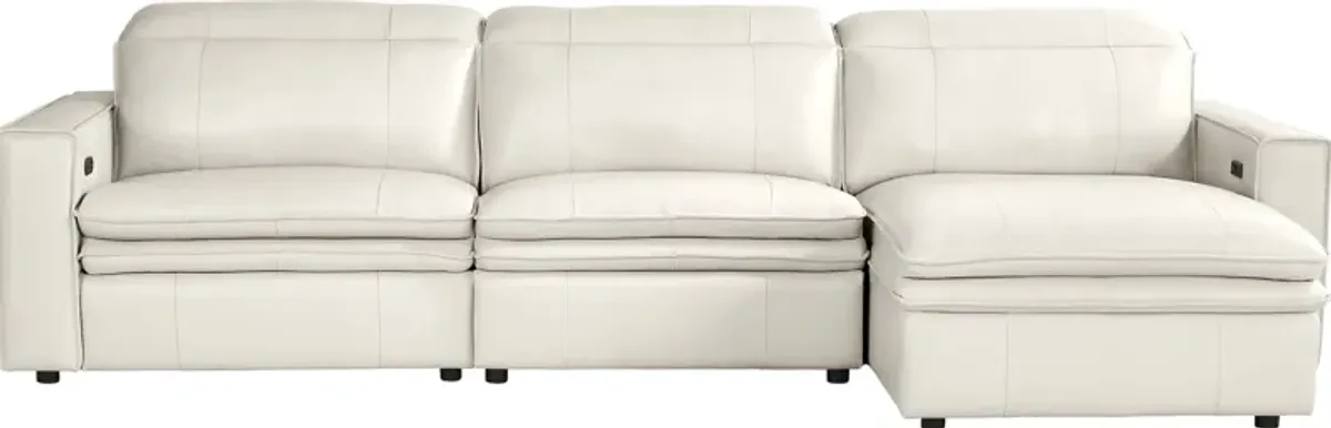 Santorini Ice Leather 3 Pc Dual Power Reclining Sectional