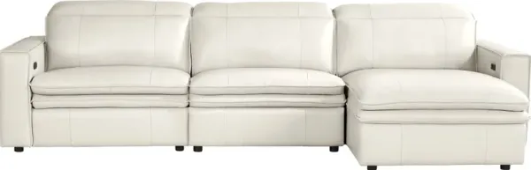 Santorini Ice Leather 3 Pc Dual Power Reclining Sectional