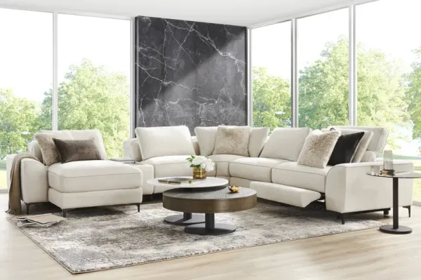 Aspen Sand 10 Pc Dual Power Reclining Sectional Living Room with Media Console