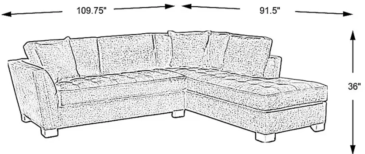 Calvin Heights Smoke Textured 2 Pc Sectional