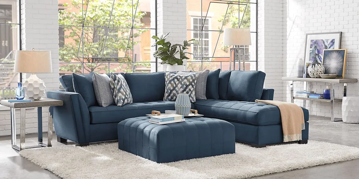 Calvin Heights Sapphire Microfiber 2 Pc Sectional