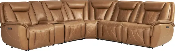 Dalton Brown Leather 6 Pc Triple Power Reclining Sectional