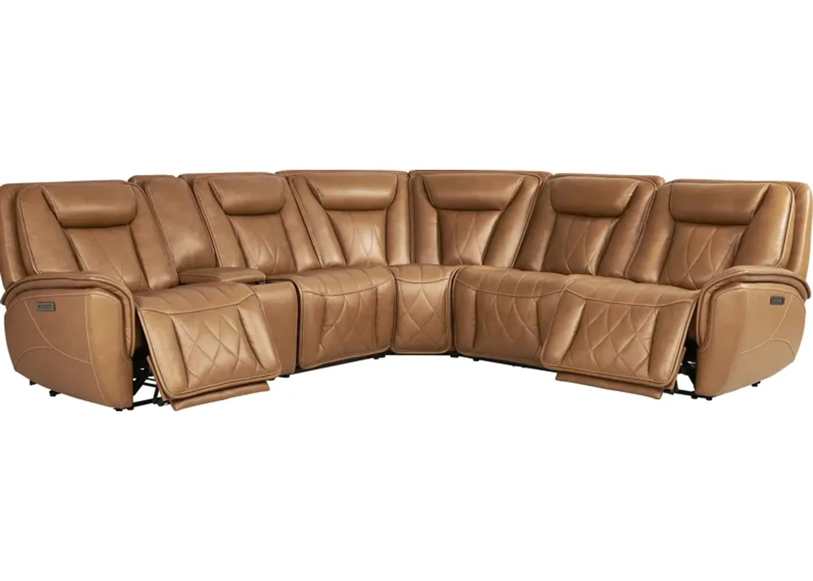 Dalton Brown Leather 6 Pc Triple Power Reclining Sectional