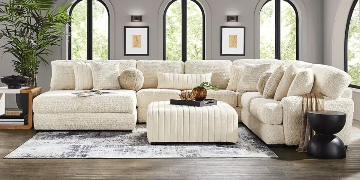 Chandler Ivory 6 Pc Sectional Living Room