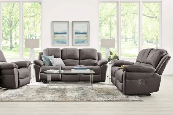 Vercelli Way Gray Leather 2 Pc Power Reclining Living Room