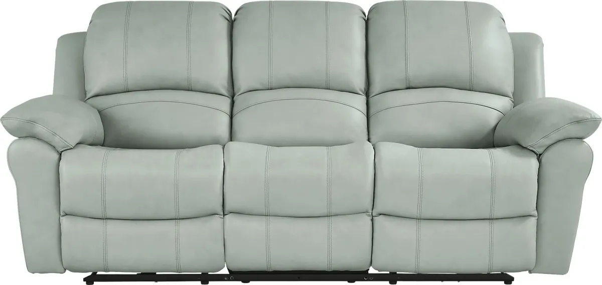 Vercelli Way Aqua Leather 7 Pc Living Room with Reclining Sofa