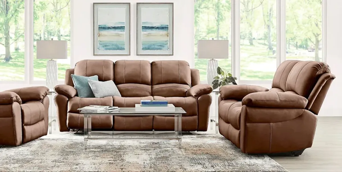 Vercelli Way Brown Leather 7 Pc Living Room with Reclining Sofa