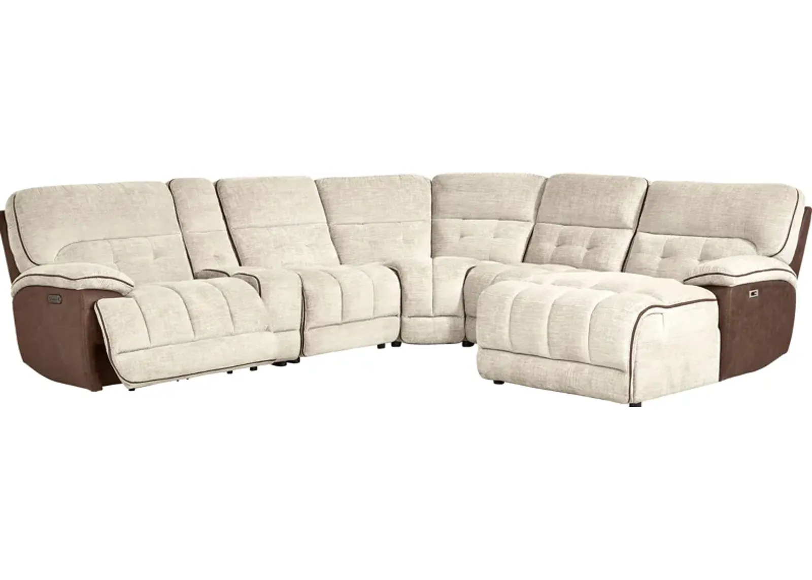 Bakersfield Beige 6 Pc Dual Power Reclining Sectional