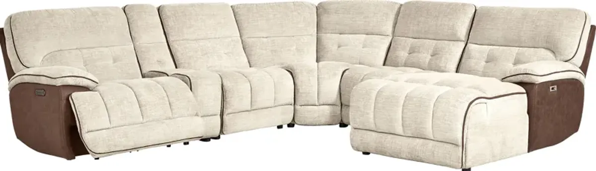 Bakersfield Beige 6 Pc Dual Power Reclining Sectional