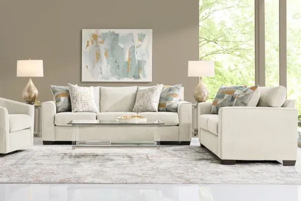 Delcrest White 7 Pc Living Room with Gel Foam Sleeper Sofa