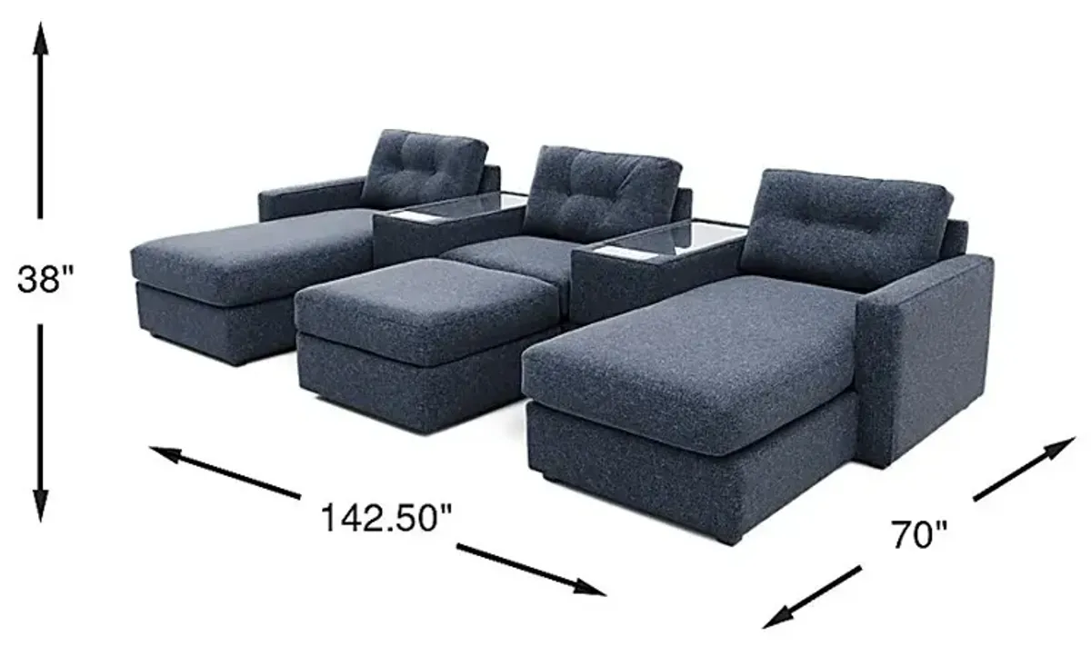 Dark Blue 6 Pc ModularOne with Media Consoles