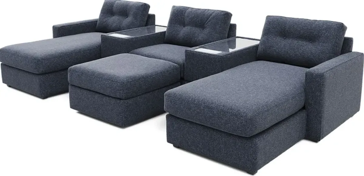 Dark Blue 6 Pc ModularOne with Media Consoles